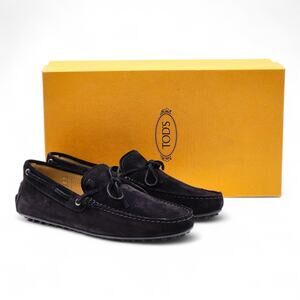 Tod's City Gommino Driving Men's Suede Loafers Black UK 5.5 US 7 - NWB $695